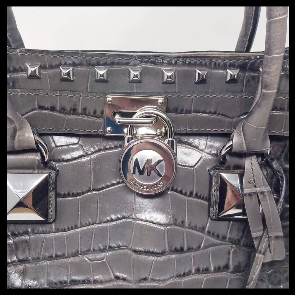 Michael Kors Croc Embossed Studded Hamilton Tote - Picture 4 of 7